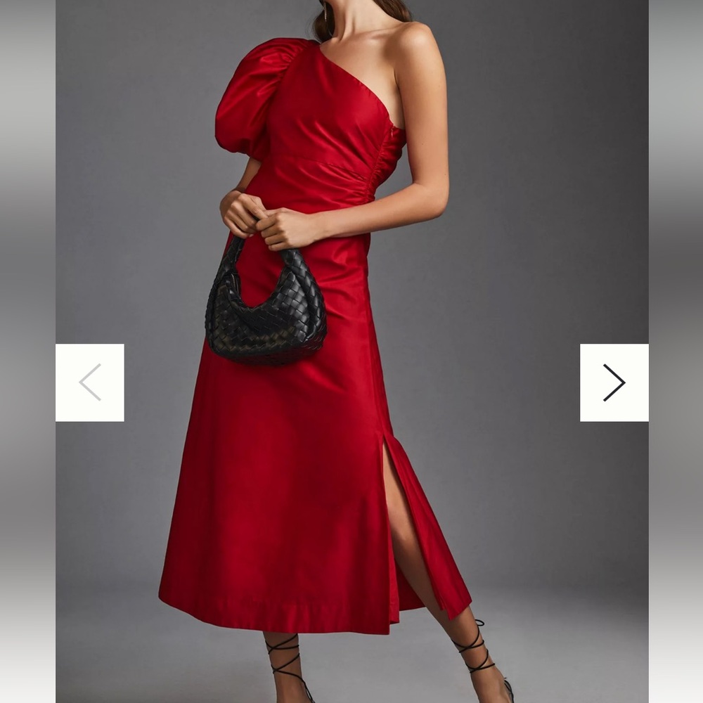 Anthropology Aureta One Shoulder Puff Sleeve Dress - Picture 9 of 9
